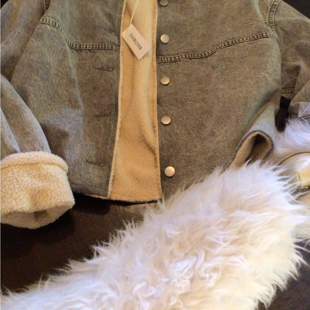 NEW! Overlover grey denim Sherpa jacket - Picture 6 of 9